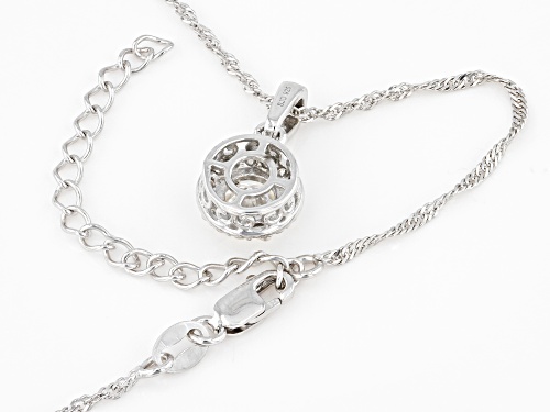 Pre-Owned MOISSANITE FIRE(R) .95CTW DEW ROUND PLATINEVE(R) HALO PENDANT & SINGAPORE CHAIN
