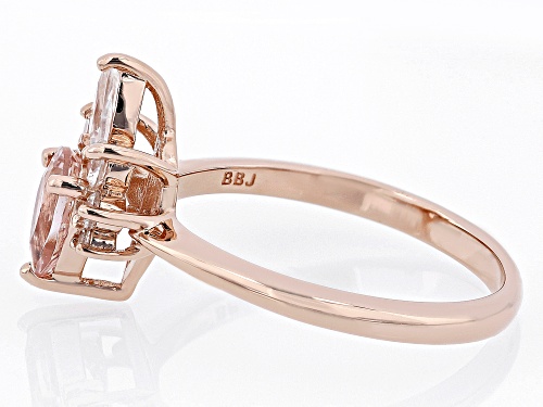 Pre-Owned 0.50ct Peach Morganite With 0.48ctw White Zircon 18k Rose Gold Over Sterling Silver Ring - Size 9