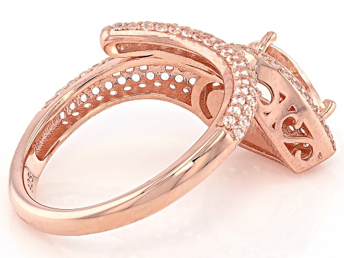 Pre-Owned 0.70ct Peach Morganite With 1.00ctw White Zircon 18k Rose Gold Over Sterling Silver Ring - Size 10