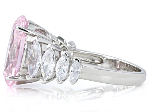 Pre-Owned Bella Luce® 10.31ctw Pink And White Diamond Simulants Rhodium Over Silver Ring(6.25ctw DEW - Size 10