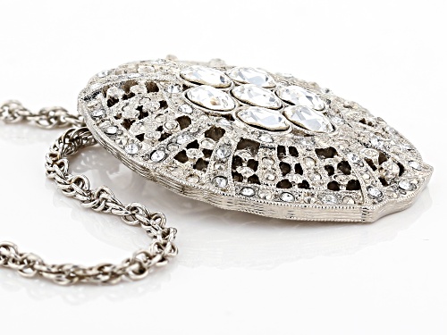 Pre-Owned 1928 Jewelry® Oval White Crystal Silver-Tone Necklace - Size 16