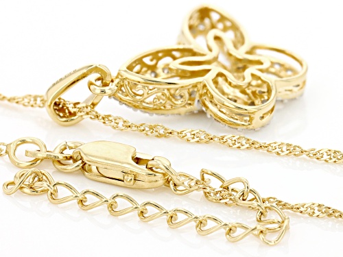 Pre-Owned MOISSANITE FIRE(R) .60CTW DEW 14K YELLOW GOLD OVER SILVER BUTTERFLY PENDANT & SINGAPORE CH