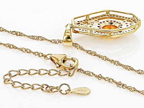 Pre-Owned 0.81ct Mandarin Garnet & 0.66ctw Zircon 18k Gold Over Silver Pendant/Chain