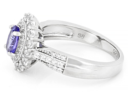 Pre-Owned 58th Anniversary 0.72ct Tanzanite, 1.01ctw Zircon Platinum Over Sterling Silver Ring With - Size 8