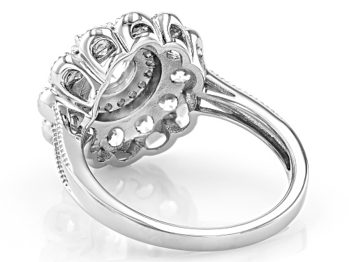 Pre-Owned 2.43ctw Round White Zircon Rhodium Over Sterling Silver Ring - Size 9
