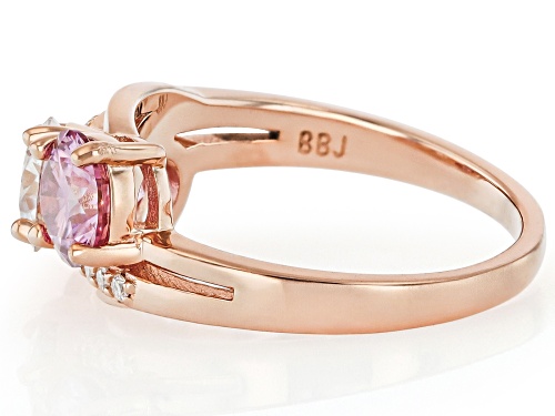 Pre-Owned MOISSANITE FIRE® AND PINK MOISSANITE 2.48CTW DEW ROUND 14K ROSE OVER SILVER RING - Size 7