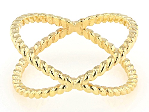 Pre-Owned 18k Yellow Gold Over Sterling Silver Crossover Ring - Size 7