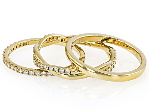 Pre-Owned MOISSANITE FIRE® 0.57CTW DEW 14K YELLOW GOLD OVER SILVER SET OF 3 RINGS - Size 6