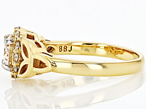 Pre-Owned MOISSANITE FIRE®  1.04CTW DEW ROUND BRILLIANT 14K YELLOW GOLD OVER SILVER RING - Size 9