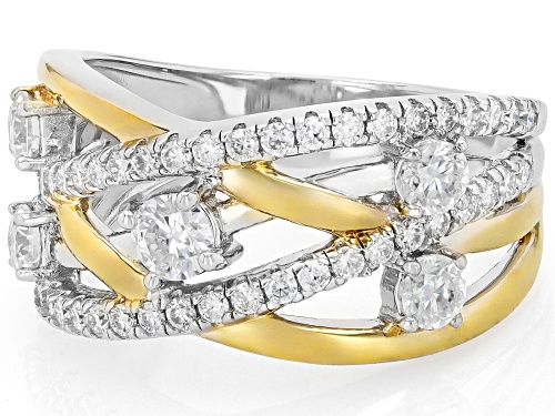 Pre-Owned MOISSANITE FIRE® 1.06CTW DEW PLATINEVE® AND 14K YELLOW GOLD OVER PLATINEVE RING - Size 10