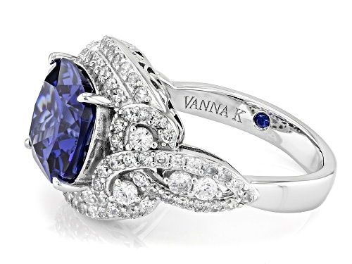 Pre-Owned Vanna K™ For Bella Luce® 8.38ctw Tanzanite And White Diamond Simulants Platineve® Ring - Size 7