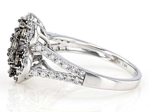 Pre-Owned Prazana® Lab-Grown Diamonds 0.85ctw White And Champagne Diamond 14k White Gold Flower Ring - Size 7