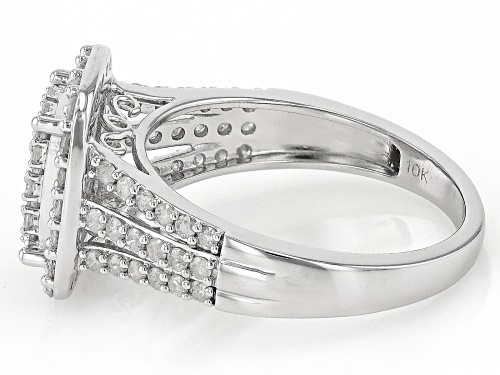 Pre-Owned 1.00ctw Round White Diamond 10k White Gold Cluster Ring - Size 8