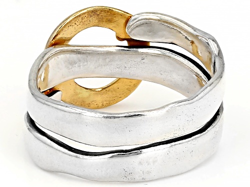 Pre-Owned Artisan Collection of Israel™ Two Tone Sterling Silver & 14K Gold Over Silver Circle Ring - Size 5