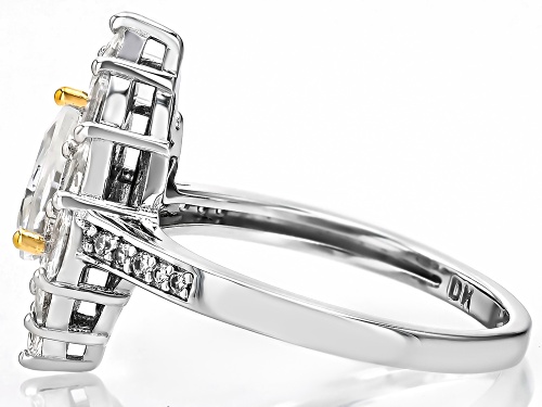 Pre-Owned 2.09ctw White Zircon 18k Yellow Gold and Rhodium Over Sterling Silver Ring - Size 9