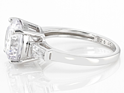 Pre-Owned Bella Luce® 4.56ctw White Diamond Simulant Rhodium Over Sterling Silver 100 Facet Ring(2.7 - Size 10