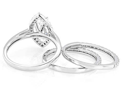 Pre-Owned MOISSANITE FIRE® 2.48CTW DEW MARQUISE CUT AND ROUND BRILLIANT PLATINEVE® RING WITH 2 BANDS - Size 6
