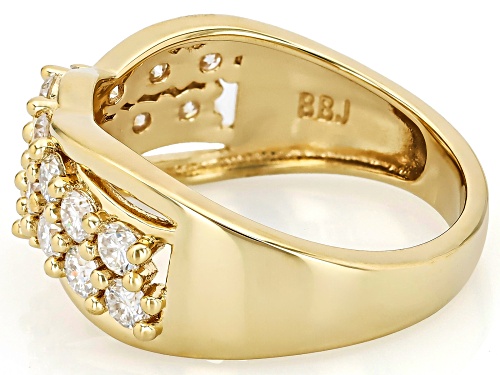 Pre-Owned MOISSANITE FIRE® 1.18CTW DEW ROUND BRILLIANT 14K YELLOW GOLD OVER SILVER RING - Size 9