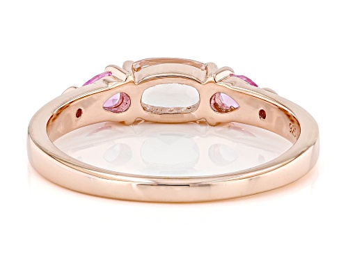 Pre-Owned 0.38ct Morganite with 0.31ctw Lab Sapphire & 0.03ctw White Zircon 18k Rose Gold Over Silve - Size 9