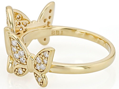 Pre-Owned MOISSANITE FIRE® 0.42CTW DEW 14K YELLOW GOLD OVER SILVER BUTTERFLY RING - Size 7