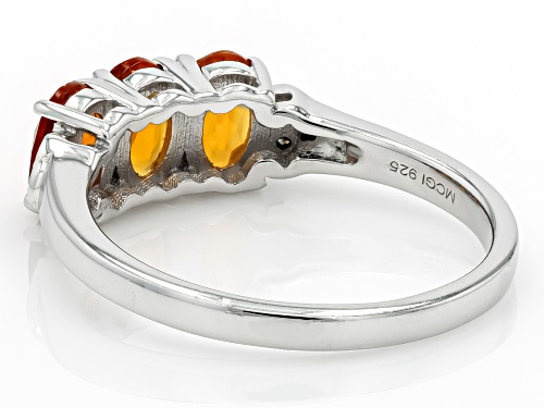 Pre-Owned 1.21ctw Madeira Citrine with 0.03ctw Champagne Diamond Accent Rhodium Over Sterling Silver - Size 7