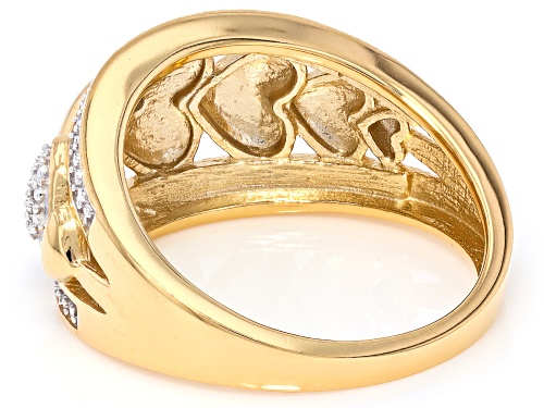Pre-Owned Emulous™ Round White Diamond Accent 14k Yellow Gold Over Brass Heart Band Ring - Size 7