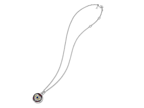Pre-Owned Judith Ripka Couture Little Luxuries Ruby & Diamond Rhodium & 18k Gold Over Silver Pendant