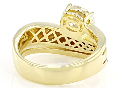 Pre-Owned MOISSANITE FIRE® 1.72CTW DEW OVAL AND ROUND BRILLIANT 14K YELLOW GOLD OVER SILVER RING - Size 8