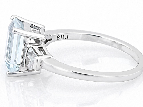 Pre-Owned 1.70ct Rectangular Octagonal Aquamarine With 0.27ctw White Zircon Rhodium Over Sterling Si - Size 9