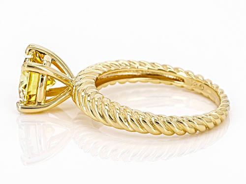 Pre-Owned MOISSANITE FIRE® YELLOW 1.90CT DEW ROUND BRILLIANT 14K YELLOW GOLD OVER SILVER RING - Size 11