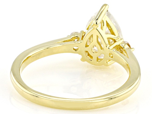 Pre-Owned MOISSANITE FIRE® 2.20CTW DEW PEAR AND ROUND BRILLIANT 4K YELLOW GOLD OVER SILVER RING - Size 9