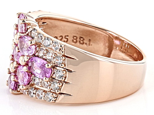 Pre-Owned Exotic Jewelry Bazaar™ 1.56ctw Ceylon Pink Sapphire & .56ctw Zircon 18k Rose Gold Over Sil - Size 10
