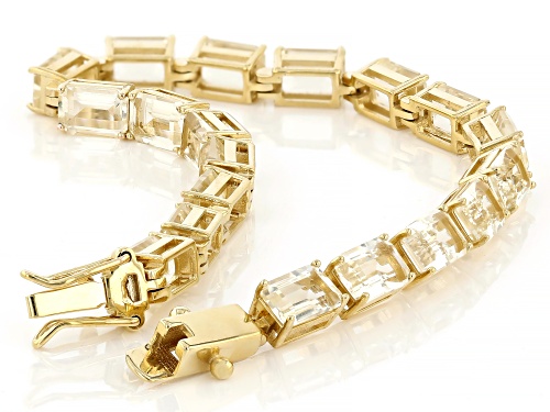 Pre-Owned 15.50ctw Rectangular Octagonal Yellow Labradorite 18k Yellow Gold Over Sterling Silver Bra - Size 8