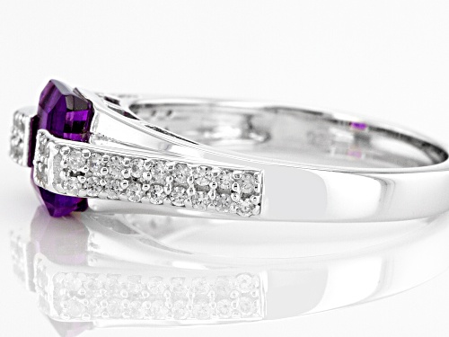 Pre-Owned 1.87ctw Amethyst With White Zircon Rhodium Over Sterling Silver Ring - Size 11