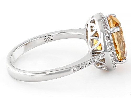Pre-Owned 2.98ct Citrine with 0.14ctw White Zircon Rhodium Over Sterling Silver Ring - Size 6
