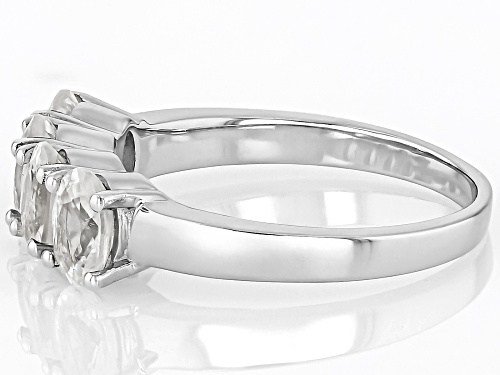 Pre-Owned 0.61ctw Oval White Zircon Rhodium Over Sterling Silver Ring - Size 8