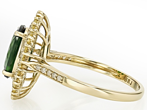 Pre-Owned 2.30ct Chrome Diopside With 0.32ctw Yellow And 0.21ctw White Diamond 10k Yellow Gold Ring - Size 5