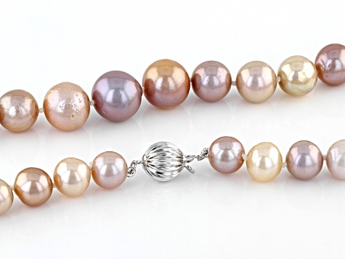 Pre-Owned Genusis™ 9-13mm Mutli-Color Cultured Freshwater Pearl Rhodium Over Sterling Silver 20 Inch - Size 20