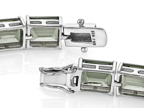 Pre-Owned 48.79ctw Rectangular Octagonal Green Labradorite Rhodium Over Sterling Silver Tennis Brace - Size 7.25