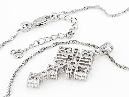 Pre-Owned MOISSANITE FIRE® 1.46CTW DEW ROUND & BAGUETTE PLATINEVE® CROSS PENDANT & CHAIN