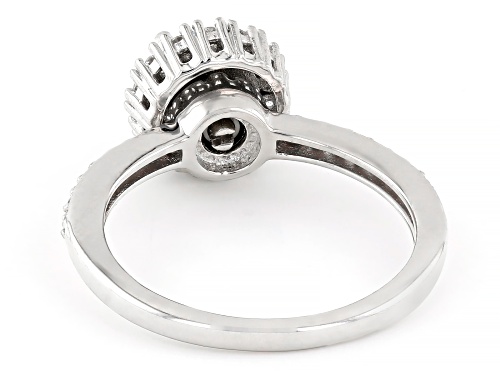 Pre-Owned 0.67ct Citrine with 0.47ctw White Zircon Rhodium Over Sterling Silver Spinner Ring - Size 6