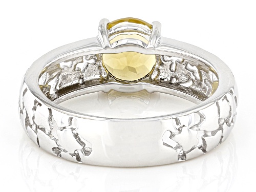Pre-Owned 0.97ct Yellow Citrine Rhodium Over Sterling Silver Cobblestone Ring - Size 6