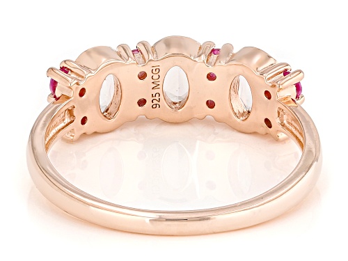 Pre-Owned 0.49ctw Peach Morganite With 0.27ctw Lab Pink Sapphire 18k Rose Gold Over Sterling Silver - Size 9
