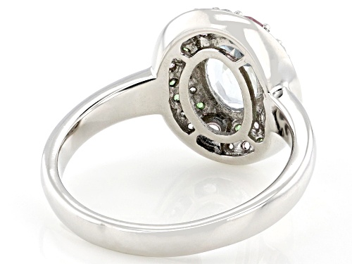 Pre-Owned 1.47ctw Aquamarine with Multi-Stone Rhodium Over Sterling Silver Ring - Size 7