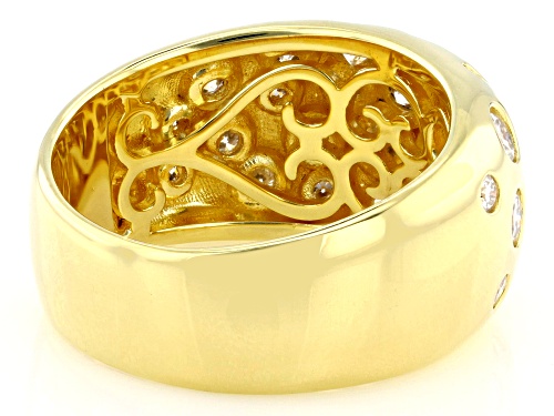 Pre-Owned MOISSANITE FIRE® 1.39CTW DEW ROUND BRILLIANT 14K YELLOW GOLD OVER SILVER RING - Size 7