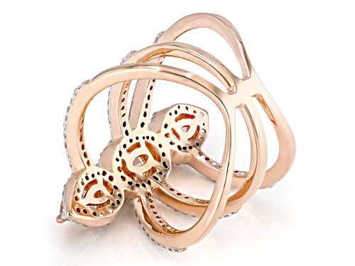 Pre-Owned 1.28ctw Peach Morganite With 0.70ctw White Zircon 18k Rose Gold Over Sterling Silver Ring - Size 8