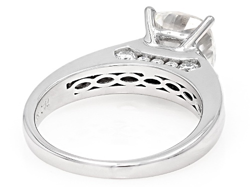 Pre-Owned MOISSANITE FIRE® 3.06CTW DEW CUSHION CUT AND ROUND PLATINEVE® RING - Size 8