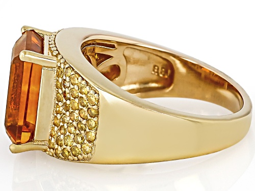 Pre-Owned 3.57ctw Madeira Citrine With 0.60ctw Yellow Diamond 18k Yellow Gold Over Sterling Silver R - Size 8
