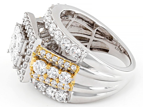 Pre-Owned Bella Luce® 4.75ctw White Diamond Simulant Rhodium Over Sterling Silver Ring(2.87ctw DEW) - Size 9