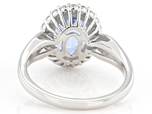 Pre-Owned 2.88ct Butterfly Blue Topaz with 0.33ctw White Topaz Rhodium Over Sterling silver Ring - Size 9